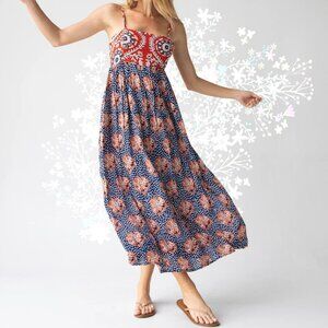 Bailey Maxi Dress - Navy Red Mix Print